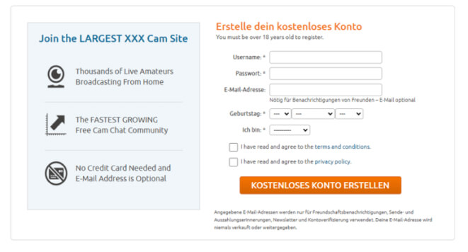 Screenshot Create Account